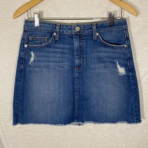 Just Black Denim Distressed Raw Hem‎ Mini Skirt Size Medium School Party
